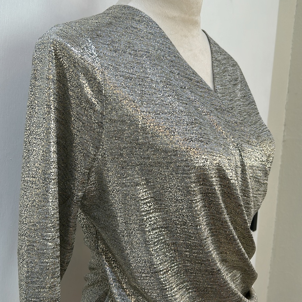SOFT SURROUNDING  STELLA TOP WOMEN SIZE S LONG SLEEVES NEUTRAL FOIL NEW - Picture 5 of 12